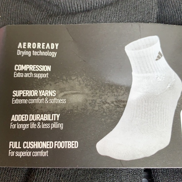 ADIDAS MEN’S CUSHIONED 6 pair QUARTER SOCKS - Picture 6 of 16